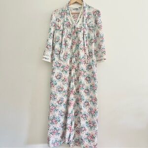 Vintage Miss Elaine Home Nightgown Made in the USA Floral Nightie PJs Pink OS